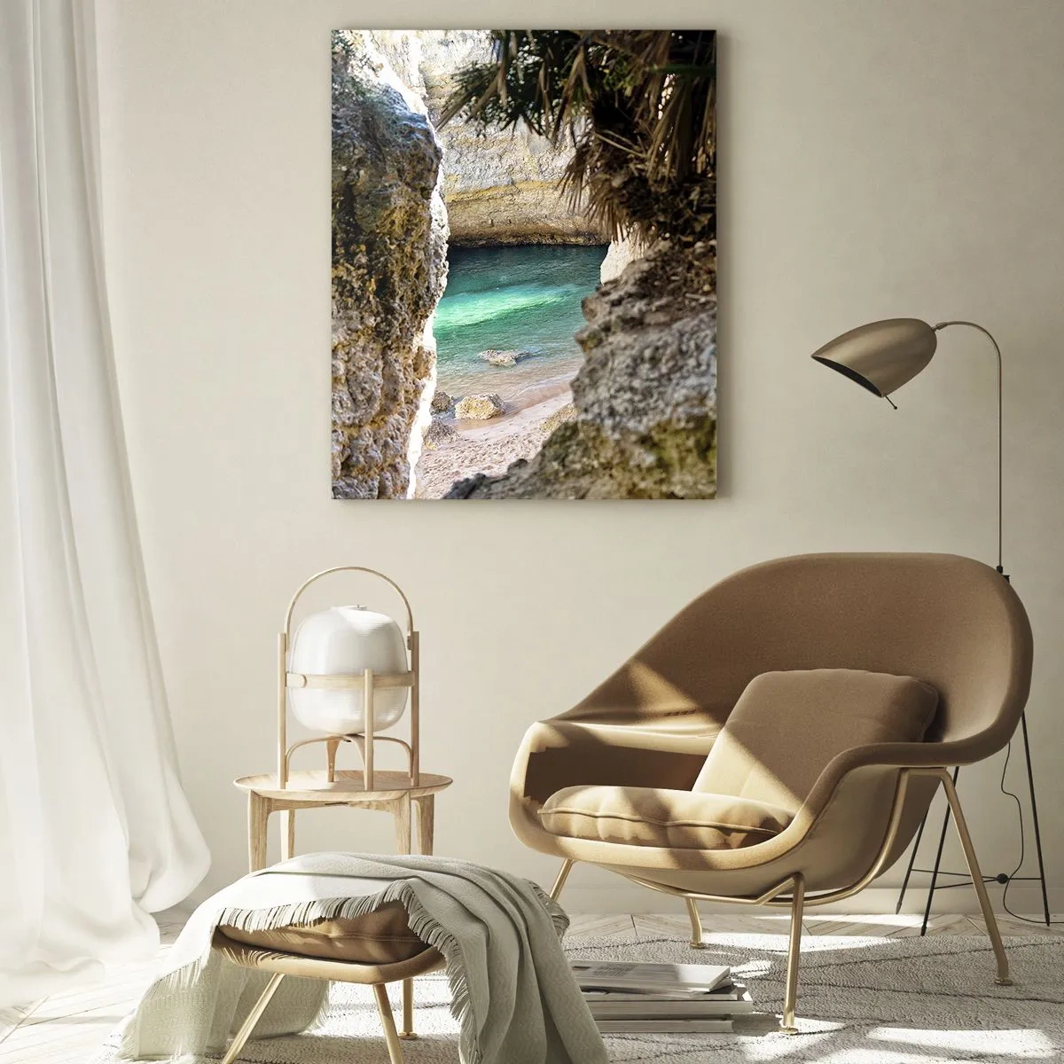 Quadro em vidro - Baía turquesa - 50x70 cm