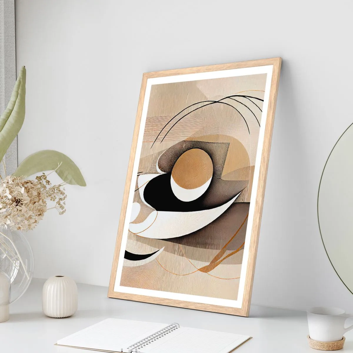 Pôster com moldura de carvalho claro - Composição: a essência da palavra - 70x100 cm