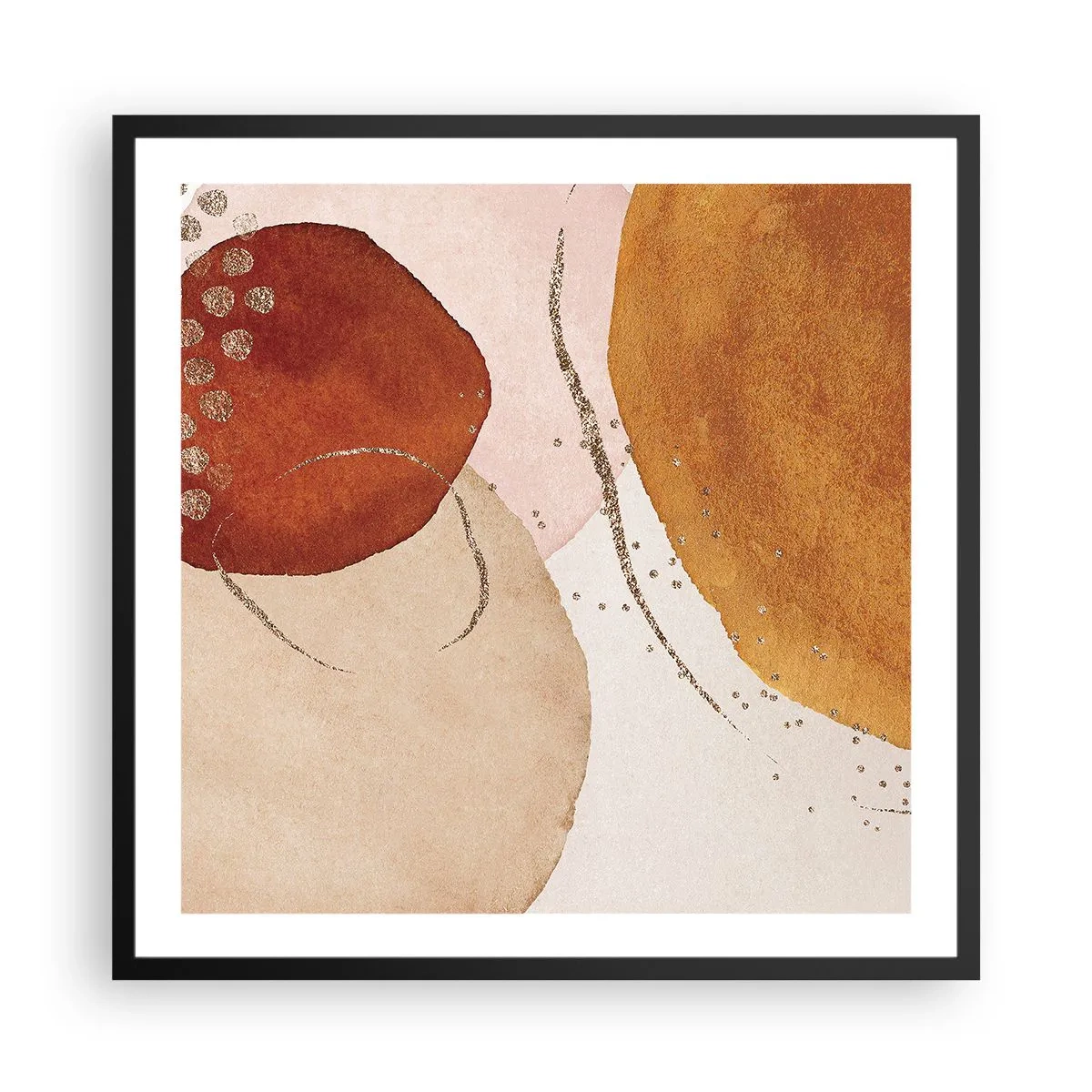 Pôster com moldura preta - Redondeza e movimento - 60x60 cm