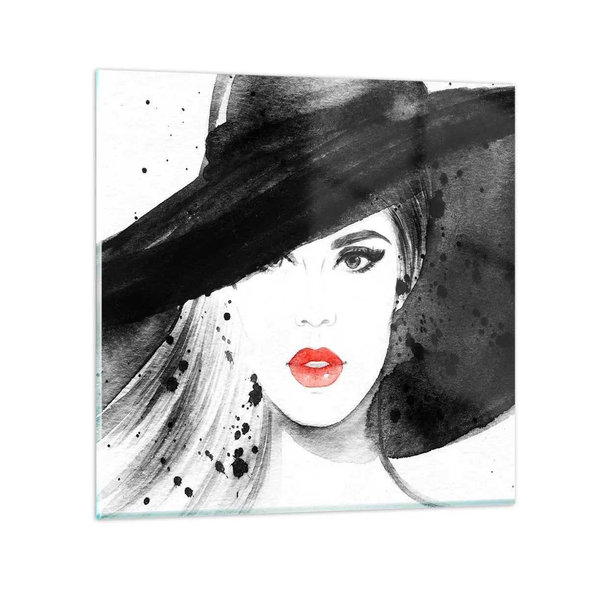 Quadro em vidro - Dama de Preto - 50x50 cm