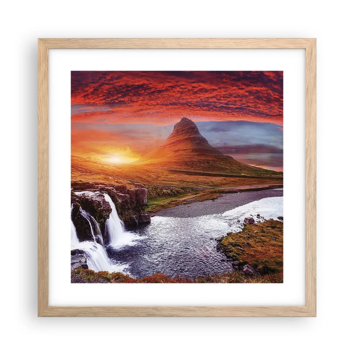 Pôster com moldura de carvalho claro - A vista da Terra Média - 40x40 cm