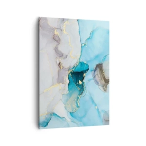 Quadro em tela - Estudo do encontro do cinza e turquesa - 50x70 cm