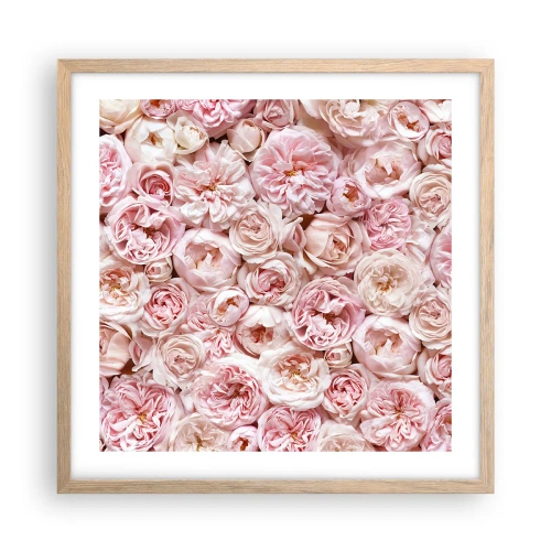 Pôster com moldura de carvalho claro - Uma cama de rosas - 50x50 cm