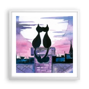 Pôster em moldura branca - Rendez-vous sob a lua - 50x50 cm