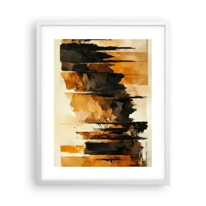 Pôster em moldura branca - Harmonia de preto e dourado - 40x50 cm