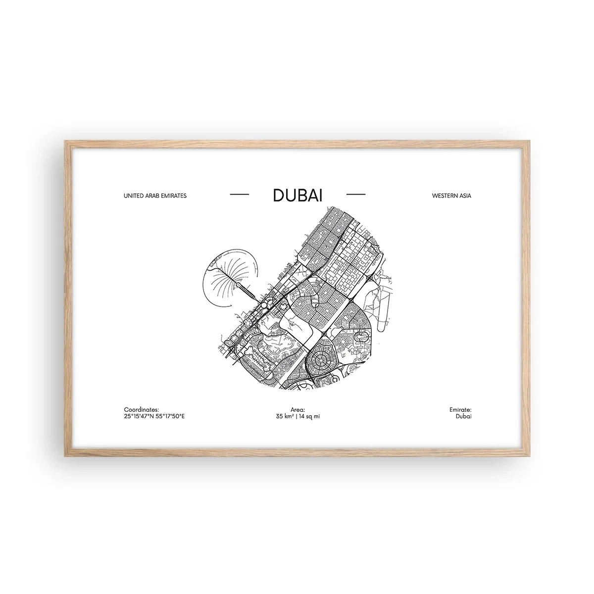 Pôster com moldura de carvalho claro - Anatomia de Dubai - 91x61 cm