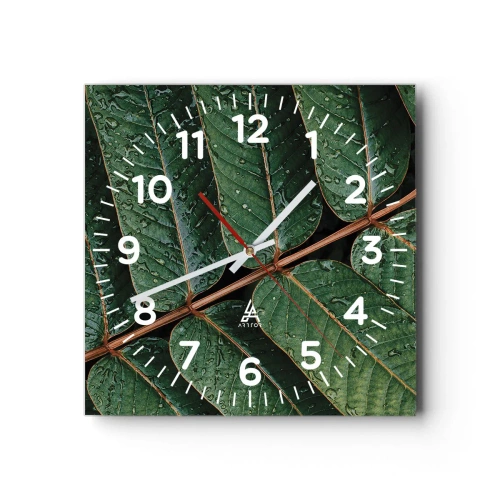 Relógio de parede - Relógio em vidro - Num ritmo verde - 30x30 cm