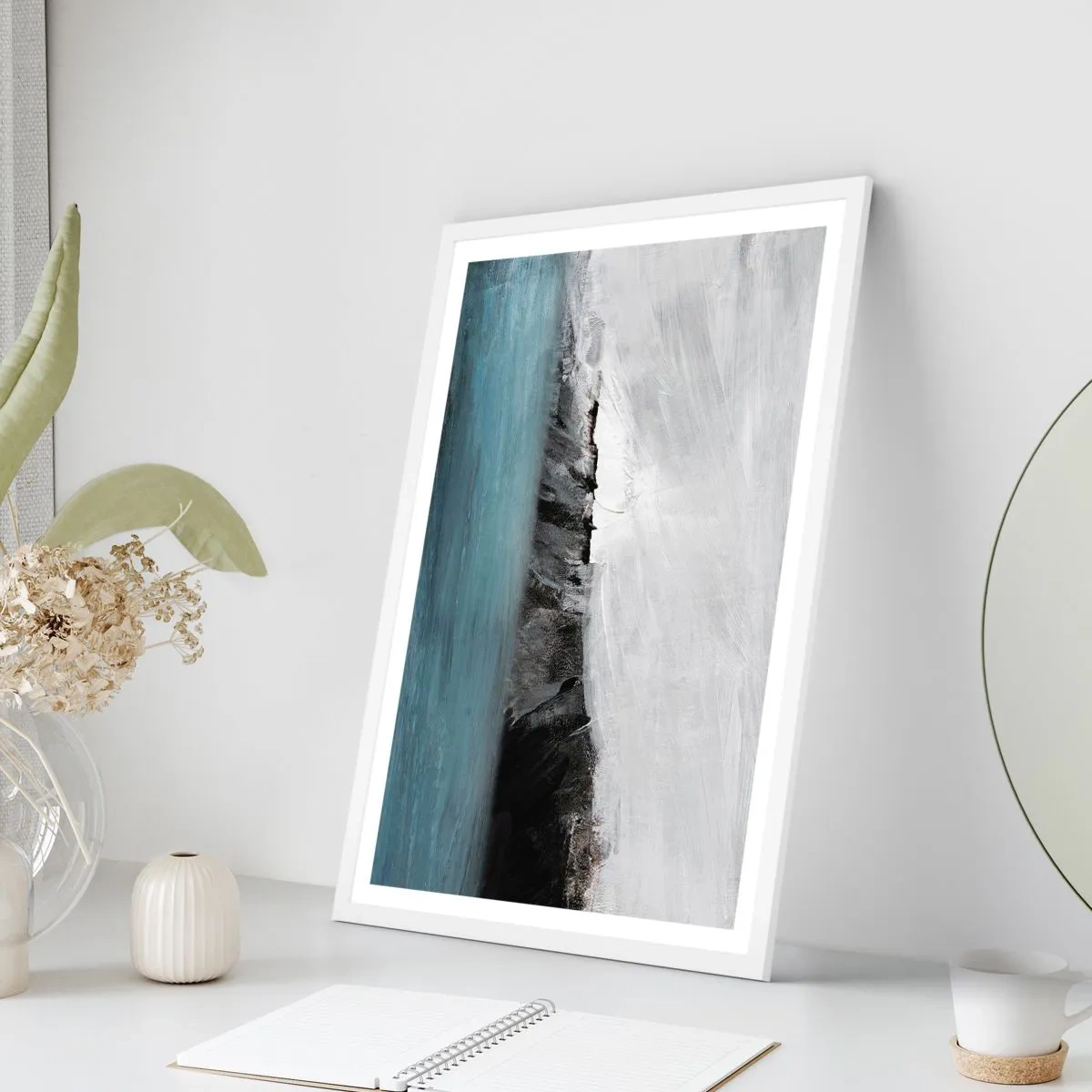 Pôster em moldura branca - Água – terra: choque dos elementos - 30x40 cm
