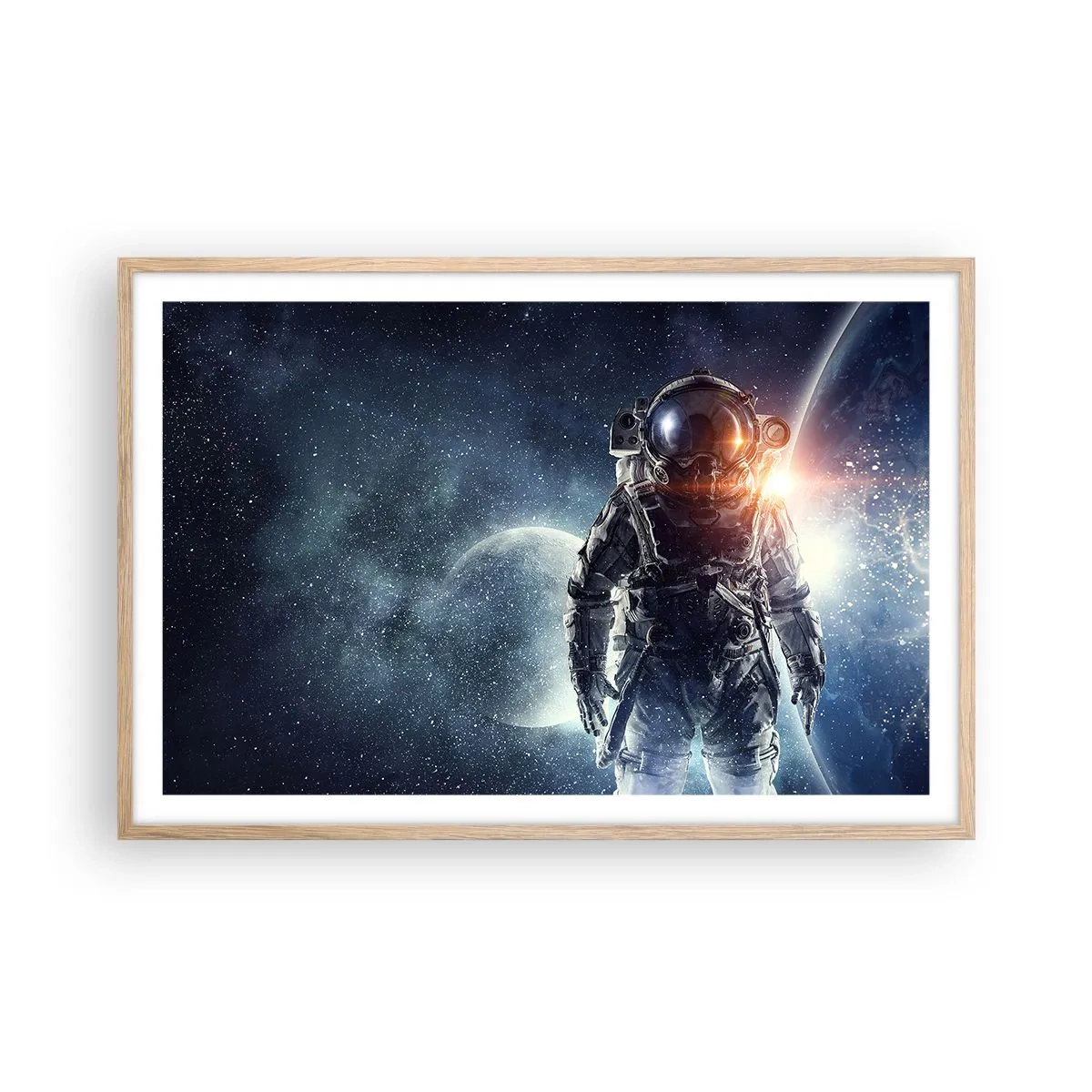 Pôster com moldura de carvalho claro - Aventura espacial - 91x61 cm