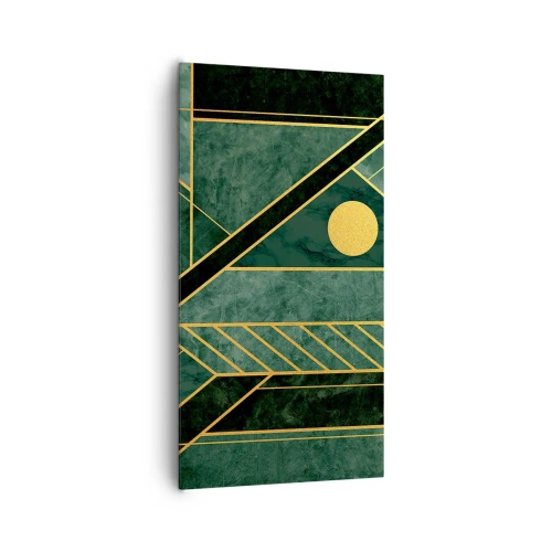 Quadro em tela - A dinâmica do ouro e do azul - 65x120 cm