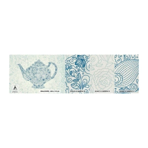 Amostra de papel de parede Premium Canvas - Chás de charme - Jarro, Chá, Cozinha - 100x30 cm