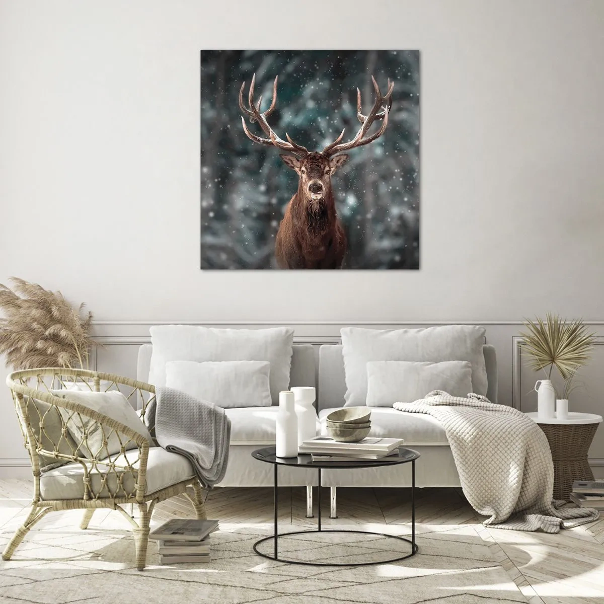 Quadro em vidro - O rei coroado da floresta  - 50x50 cm