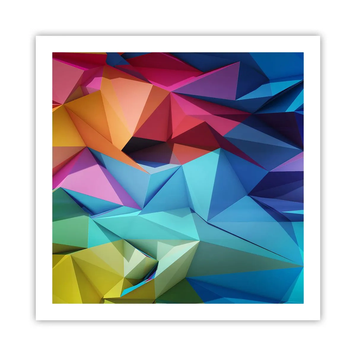 Pôster - Arco-íris de origami - 60x60 cm