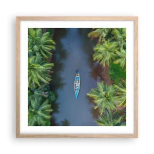 Pôster com moldura de carvalho claro - Em uma trilha tropical - 50x50 cm