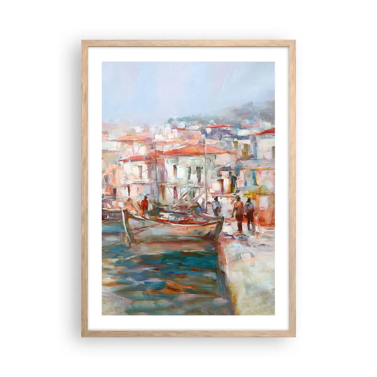 Pôster com moldura de carvalho claro - Férias em pastel - 50x70 cm