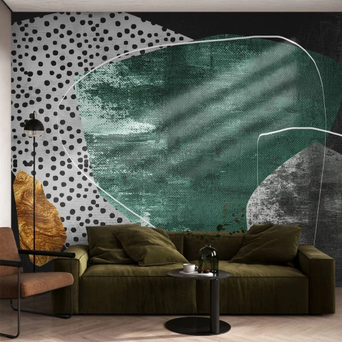 Papel de Parede Premium Canvas - Abstração colorida com folha de ouro - Abstração, Textura, Colagem - 350x256 cm