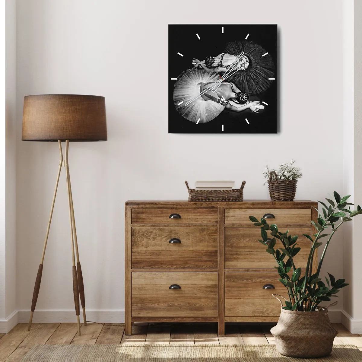 Relógio de parede - Relógio em vidro - Jin e yang – o equilíbrio perfeito - 40x40 cm