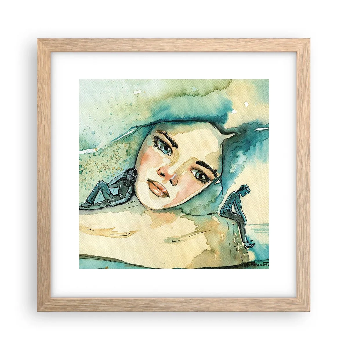 Pôster com moldura de carvalho claro - Am I blue? - 30x30 cm