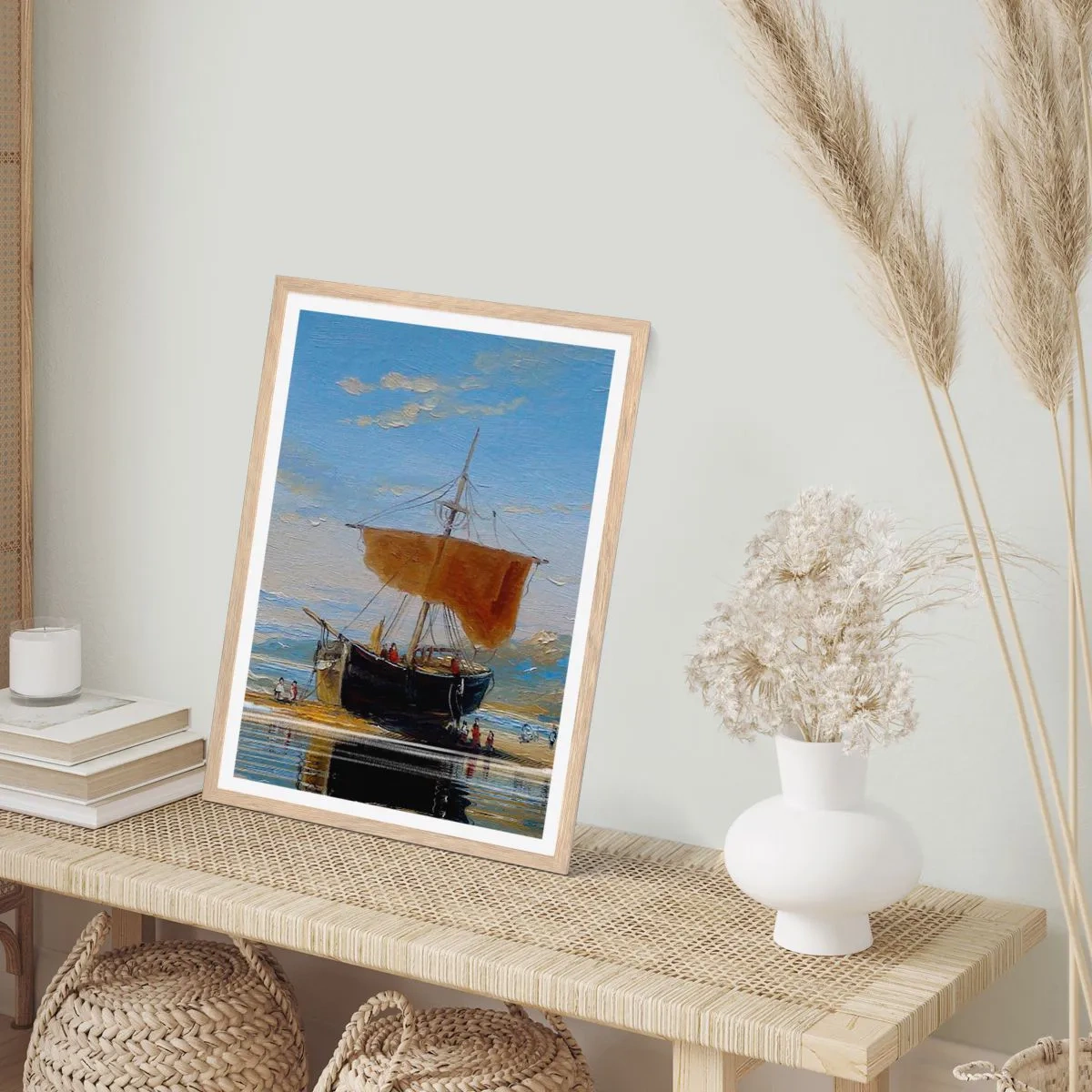 Pôster com moldura de carvalho claro - Água, terra, ar - 50x70 cm