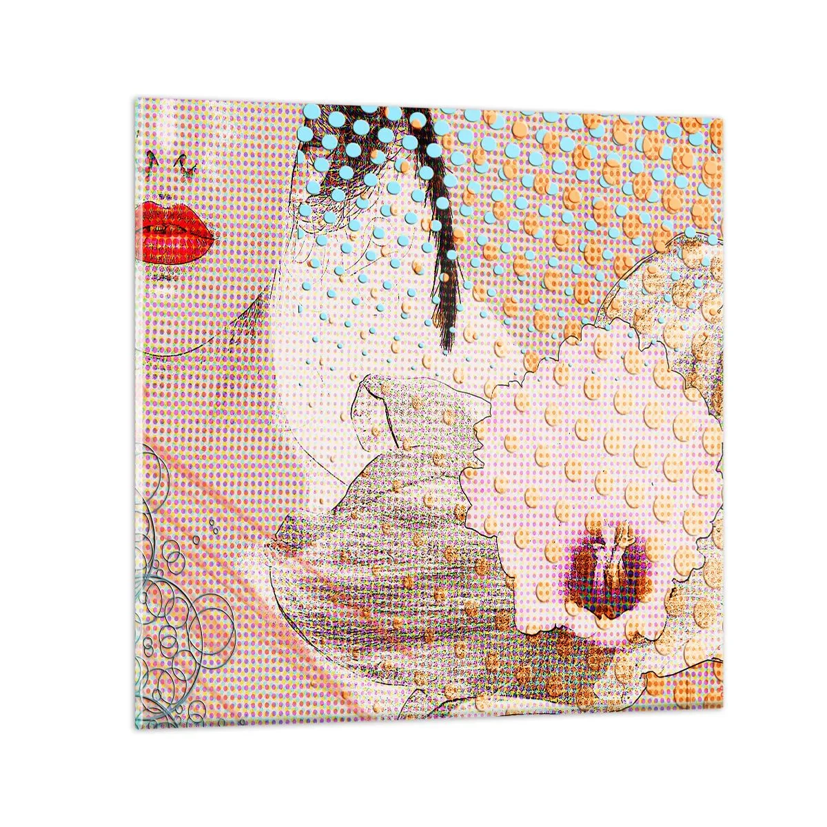 Quadro em vidro - Heroína de cartoon - 70x70 cm