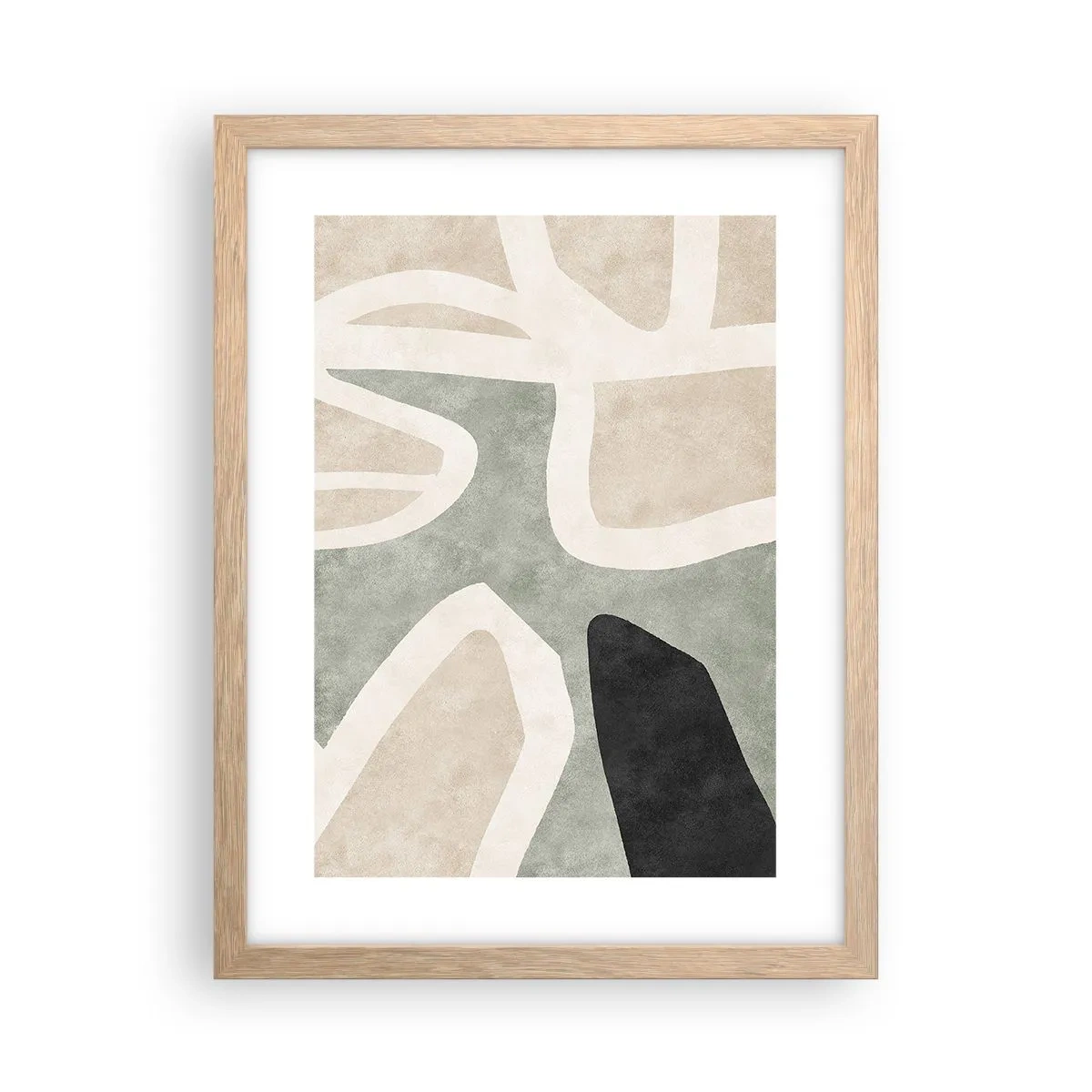 Pôster com moldura de carvalho claro - Composição com motivo preto - 30x40 cm