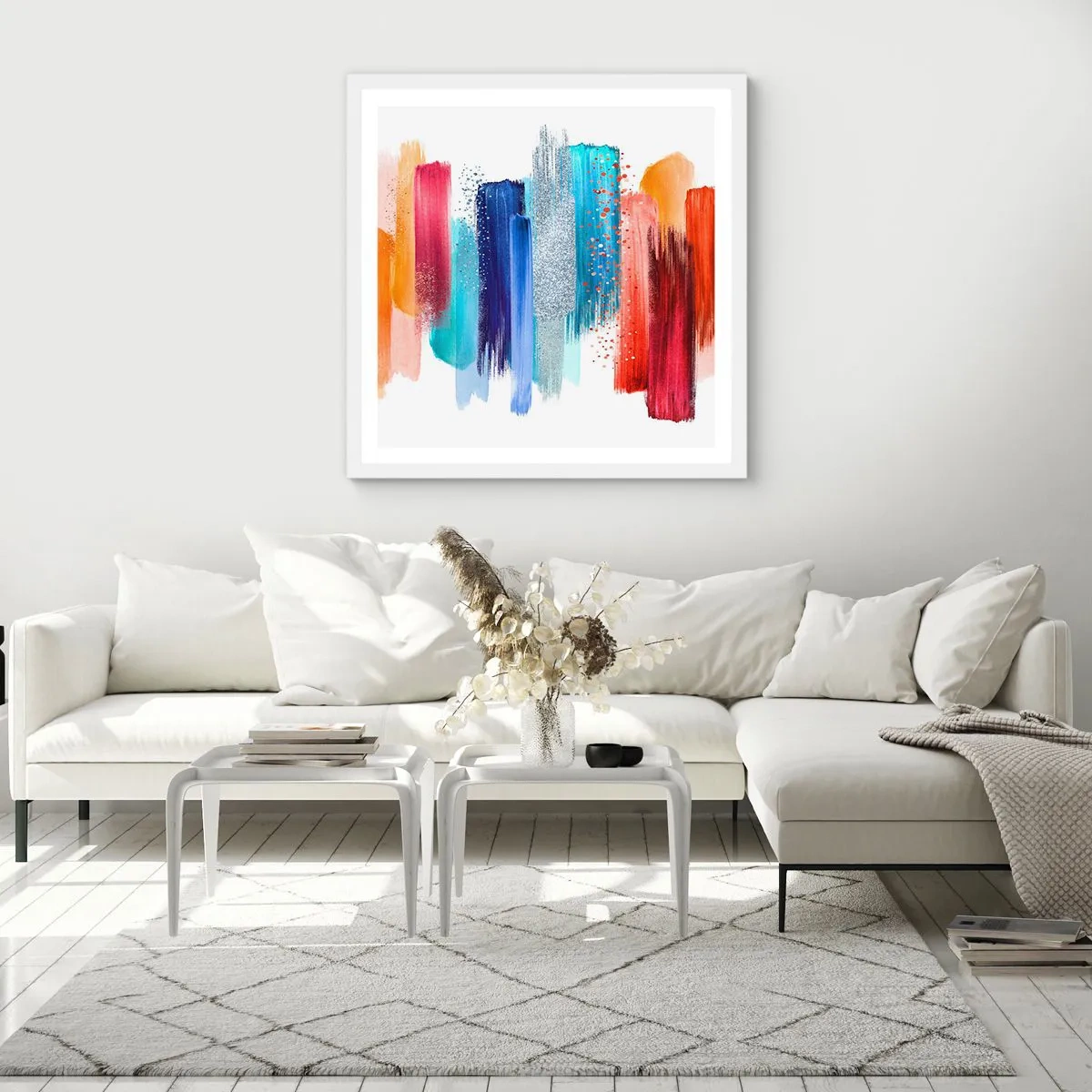 Pôster em moldura branca - Para cima e para baixo  - 60x60 cm