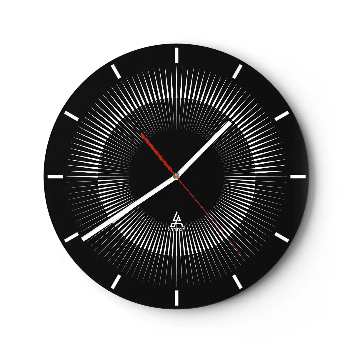 Relógio de parede - Relógio em vidro - Sol preto - 40x40 cm