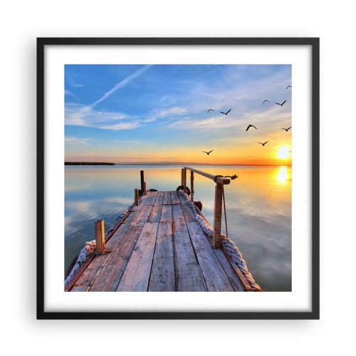 Pôster com moldura preta - Caminhando em direção ao sol - 50x50 cm