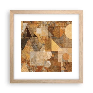 Pôster com moldura de carvalho claro - Estudo Cubista em Bronze - 30x30 cm