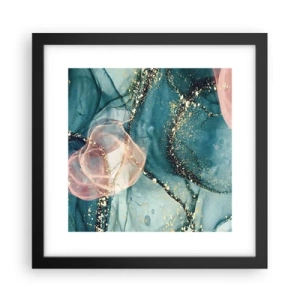 Pôster com moldura preta - Azul seda, rosa tule - 30x30 cm
