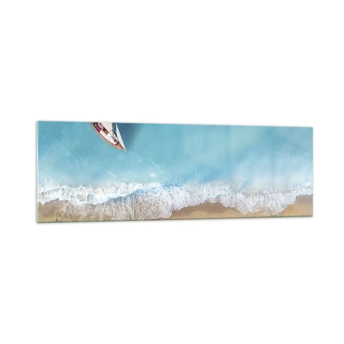 Quadro em vidro - No limite do azul e do ouro - 160x50 cm
