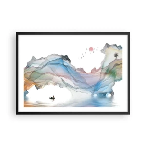 Pôster com moldura preta - Em direção às montanhas de cristal - 70x50 cm