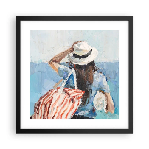 Pôster com moldura preta - Bem-vindo às suas férias - 40x40 cm