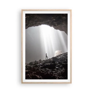 Pôster com moldura de carvalho claro - Gruta luminosa - 61x91 cm