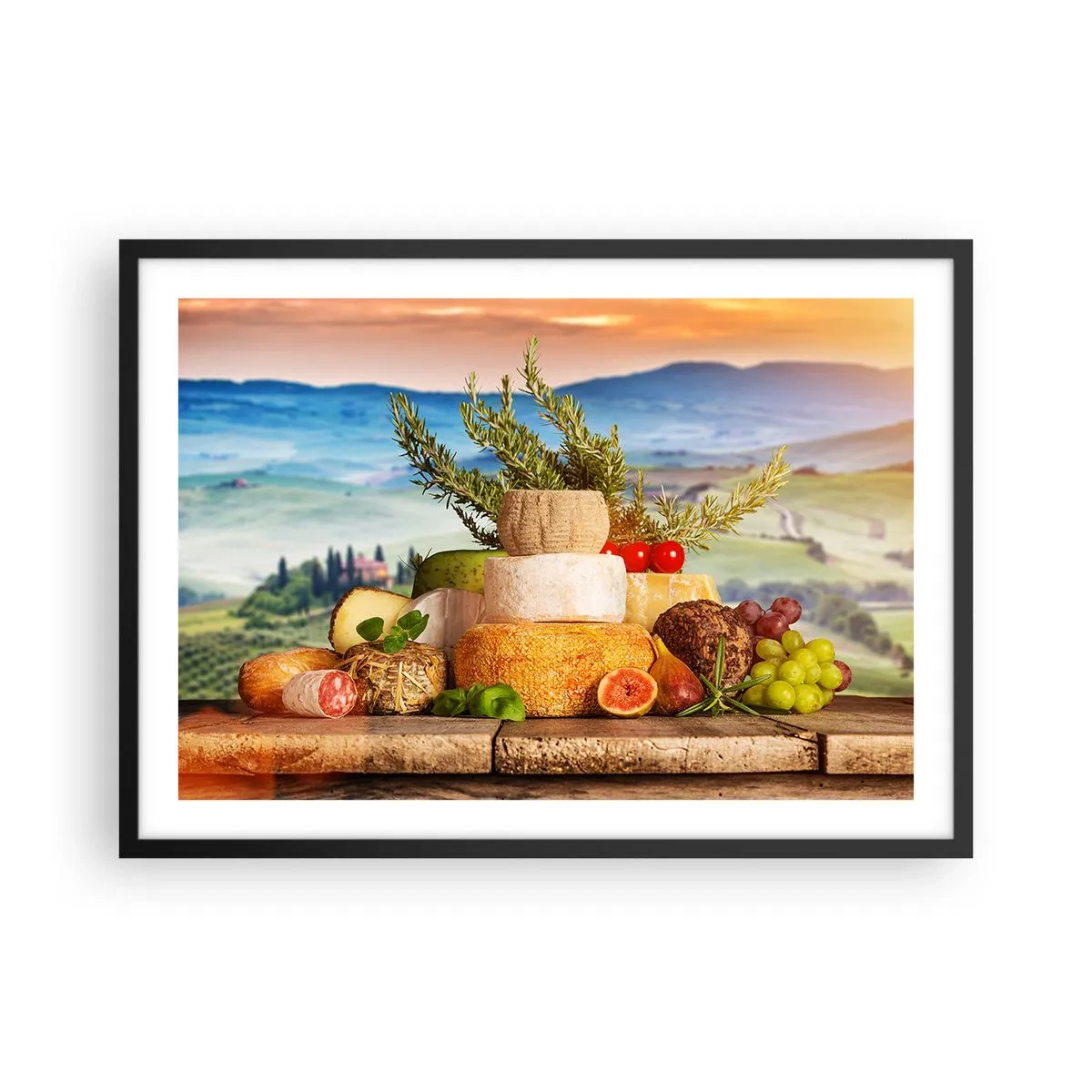 Pôster com moldura preta - Alegria italiana - 70x50 cm