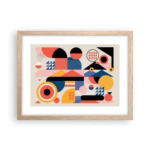 Pôster com moldura de carvalho claro - Composição: brincar - 40x30 cm