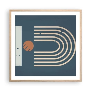 Pôster com moldura de carvalho claro - Geometria em azul marinho - 60x60 cm