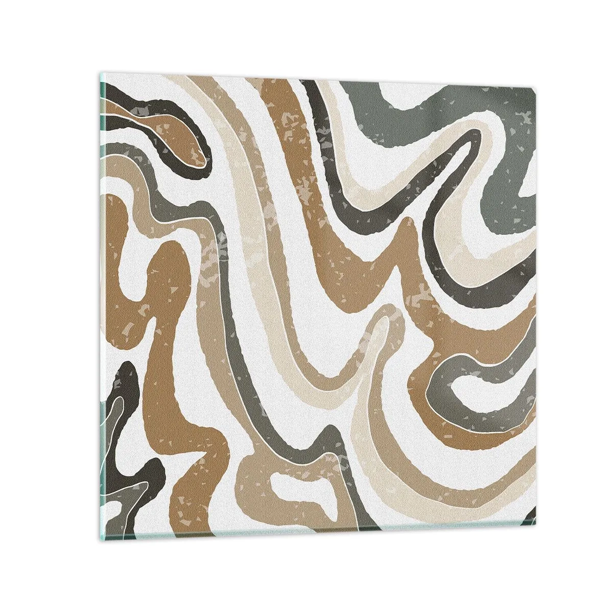 Quadro em vidro - Meandros de cores da terra - 30x30 cm
