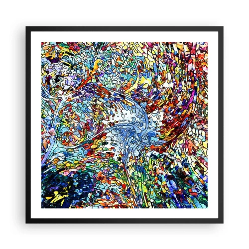 Pôster com moldura preta - Vitrais gotejantes - 60x60 cm