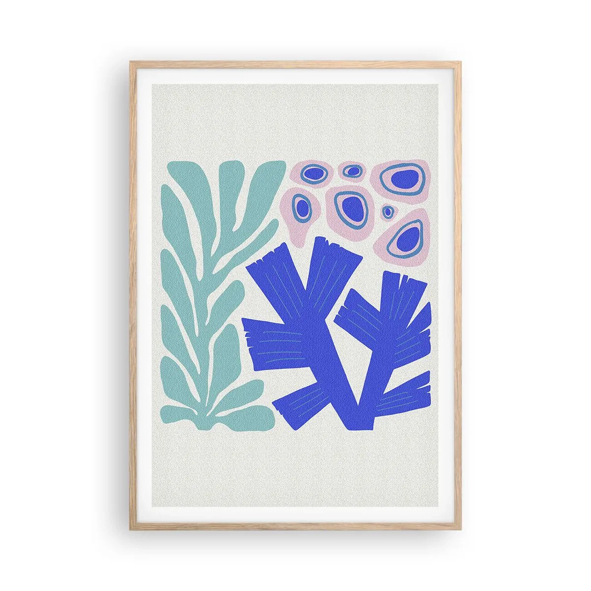 Pôster com moldura de carvalho claro - Jardim subaquático - 70x100 cm