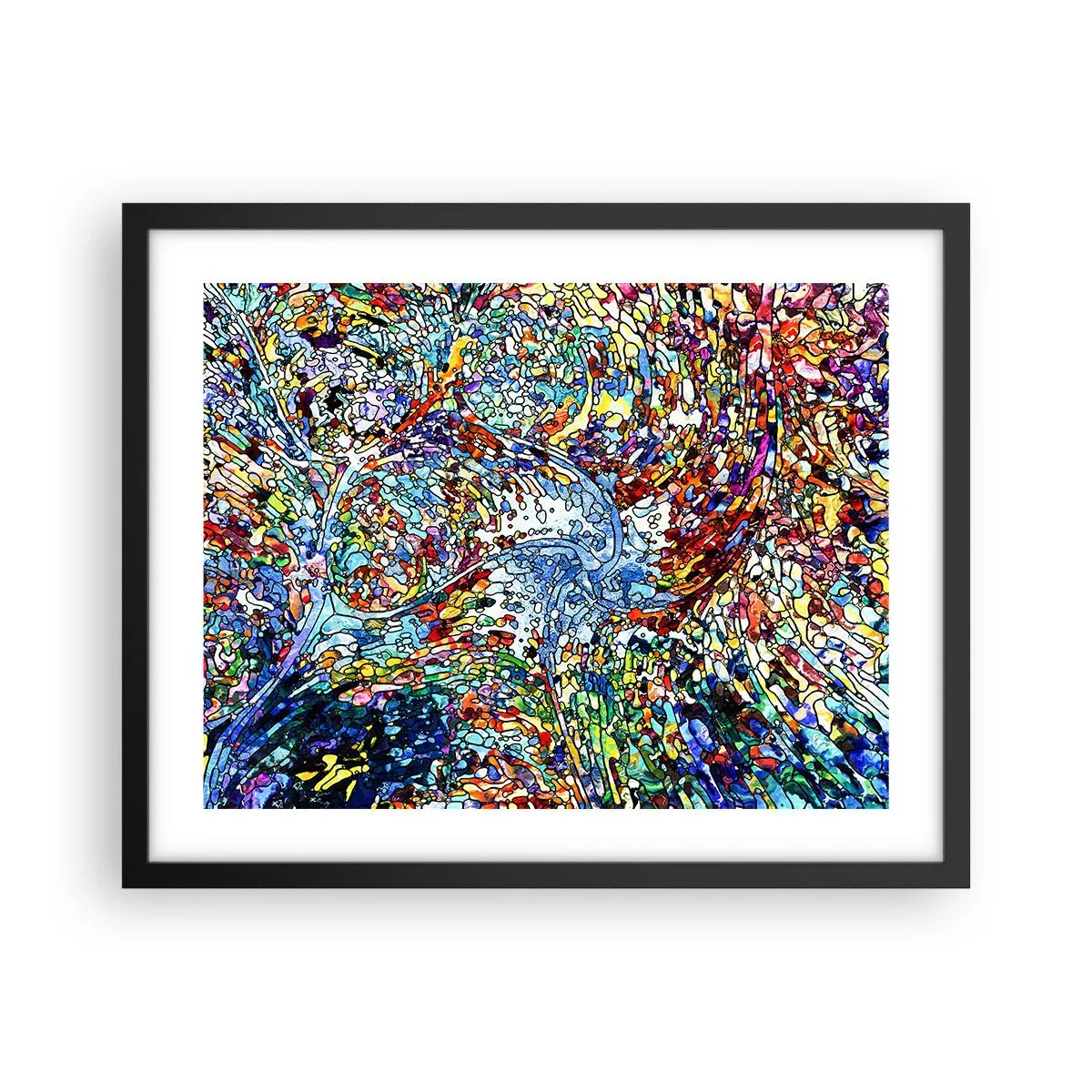 Pôster com moldura preta - Vitrais gotejantes - 50x40 cm