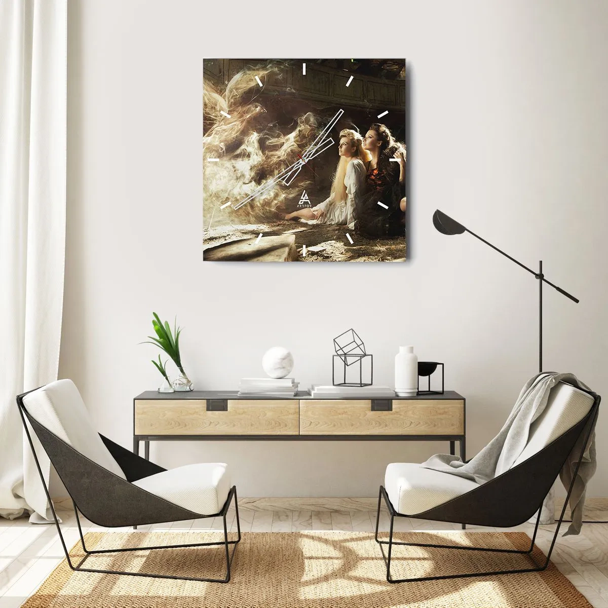 Relógio de parede - Relógio em vidro - E a poesia nasceu - 40x40 cm