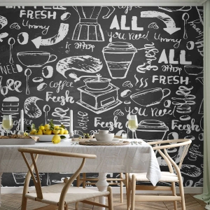 Papel de Parede Standard Eco - Tudo o que precisa é... - Gastronomia, Mural, Grafite - 300x210 cm