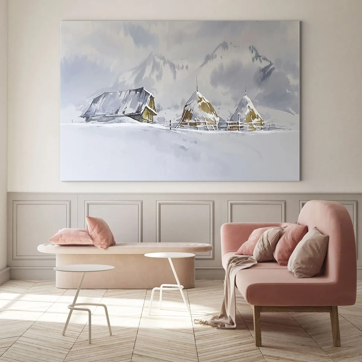 Quadro em vidro - No vale nevado - 120x80 cm