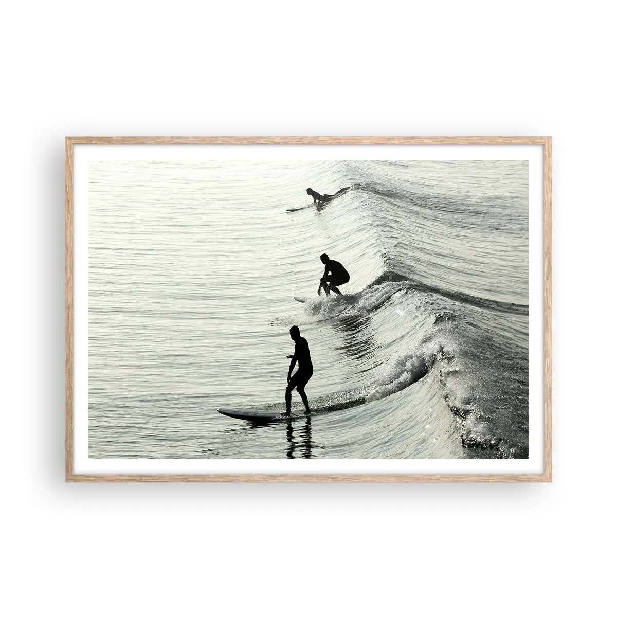 Pôster com moldura de carvalho claro - Para conhecer a onda - 100x70 cm