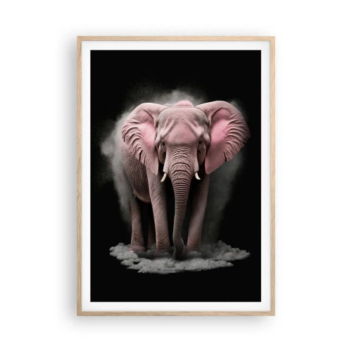 Pôster com moldura de carvalho claro - Não pense em um elefante rosa! - 70x100 cm