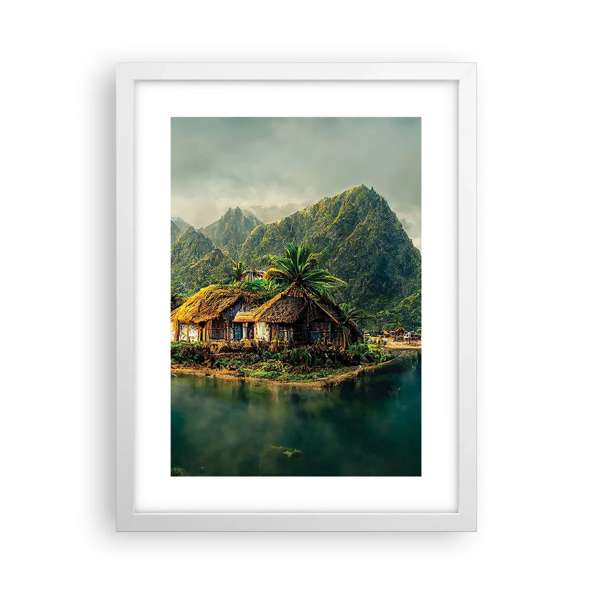 Pôster em moldura branca - Paraíso Tropical - 30x40 cm