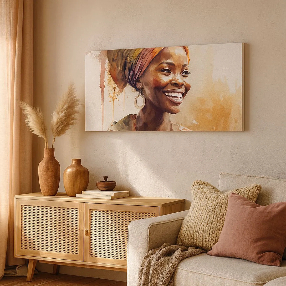 Quadro em tela - Rainha africana - 100x40 cm