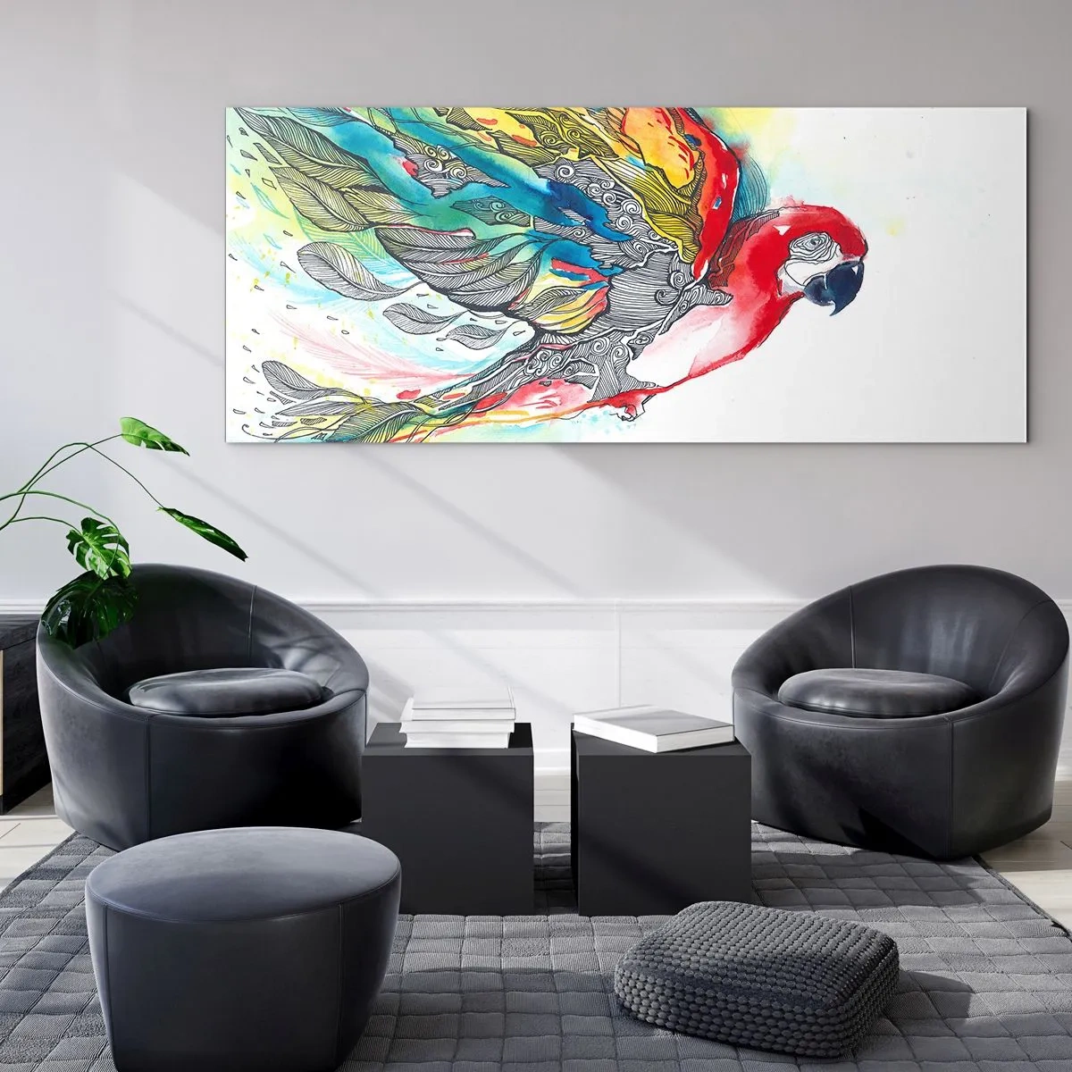 Quadro em vidro - Viva com cor - 160x50 cm