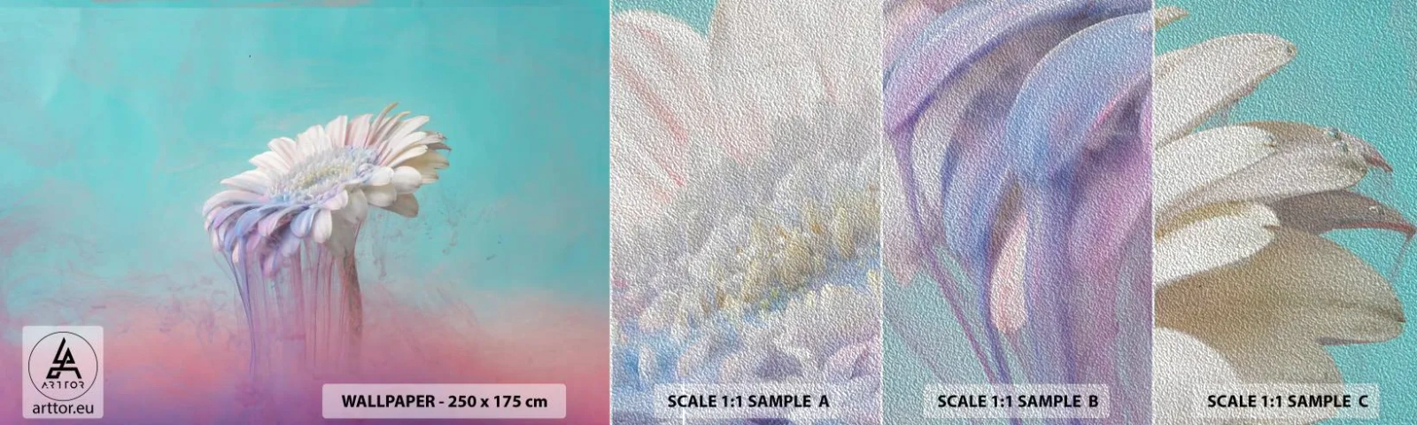 Amostra de papel de parede Premium Sand - O submundo das flores - Abstração, Flor, Pedaço - 100x30 cm